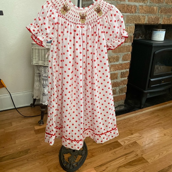 NWT Smocked Runway Toddler Girls Smocked Christmas Dress size 3 - Picture 5 of 16
